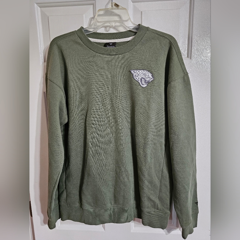Signature Men M NFL Jacksonville Jaguars Green Crewneck Sweatshirt Y2K Classic - Picture 2 of 7